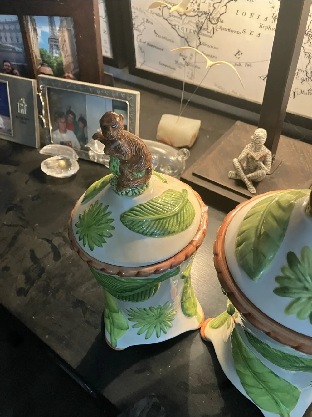 Vintage American Atelier Monkey Pattern Canisters